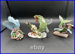 LENOX Garden Birds Porcelain Figurines Bluebird, Hummingbird, &Tufted Titmouse