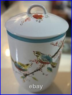 LENOX Simply Fine Chirp Set 2 Canisters Songbirds Blooms Branches Discontinued