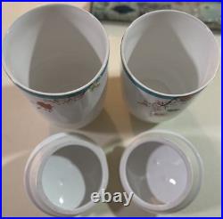 LENOX Simply Fine Chirp Set 2 Canisters Songbirds Blooms Branches Discontinued