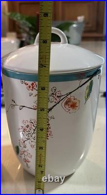 LENOX Simply Fine Chirp Set 2 Canisters Songbirds Blooms Branches Discontinued
