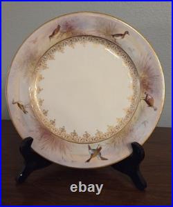 LENOX Vintage Signed W. H. Morley Game Bird luncheon plate, gold trim 9