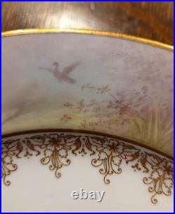 LENOX Vintage Signed W. H. Morley Game Bird luncheon plate, gold trim 9