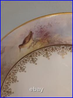 LENOX Vintage Signed W. H. Morley Game Bird luncheon plate, gold trim 9