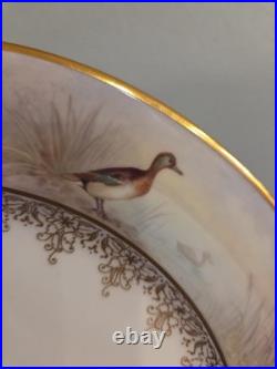 LENOX Vintage Signed W. H. Morley Game Bird luncheon plate, gold trim 9