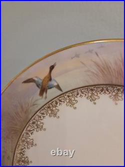 LENOX Vintage Signed W. H. Morley Game Bird luncheon plate, gold trim 9
