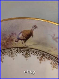 LENOX Vintage Signed W. H. Morley Game Bird luncheon plate, gold trim 9