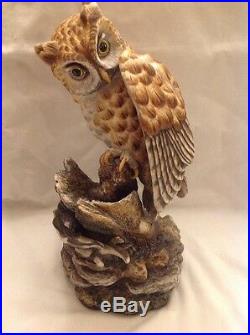 LG VTG Boehm porcelain OWL Bird Statue Figure Dbl Signed Ltd Edition 11 Chipped