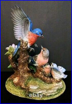 LIMITED 10 Porcelain Statue Andrea Sadek 1987 Mother/Father Bird Feeding Babies