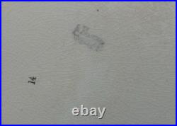 La Francaise Porcelain ANTIQUE Oval Pheasant Platter Green 13.75 Gilded Scallop