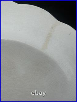 La Francaise Porcelain ANTIQUE Oval Pheasant Platter Green 13.75 Gilded Scallop