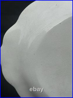 La Francaise Porcelain ANTIQUE Oval Pheasant Platter Green 13.75 Gilded Scallop