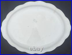 La Francaise Porcelain ANTIQUE Oval Pheasant Platter Green 13.75 Gilded Scallop