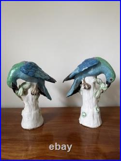 Lady Anne Gordon Signed Ceramic Parrots Pair AG 69 1969 British Studio Pottery