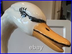 Large 21 x 17 Vtg White Ceramic Swan Planter Hollywood Regency Artisan Read