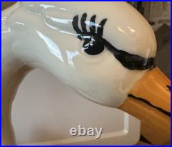 Large 21 x 17 Vtg White Ceramic Swan Planter Hollywood Regency Artisan Read