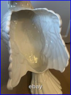 Large 21 x 17 Vtg White Ceramic Swan Planter Hollywood Regency Artisan Read