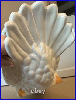 Large 21 x 17 Vtg White Ceramic Swan Planter Hollywood Regency Artisan Read