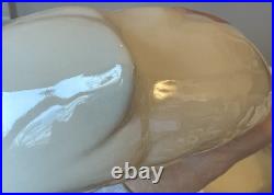 Large 21 x 17 Vtg White Ceramic Swan Planter Hollywood Regency Artisan Read