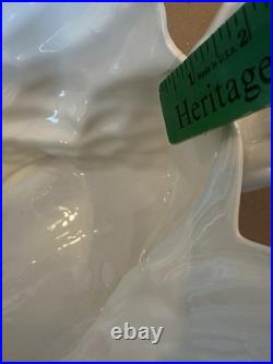 Large 21 x 17 Vtg White Ceramic Swan Planter Hollywood Regency Artisan Read