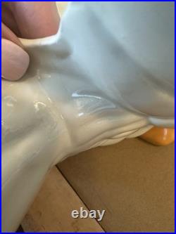 Large 21 x 17 Vtg White Ceramic Swan Planter Hollywood Regency Artisan Read