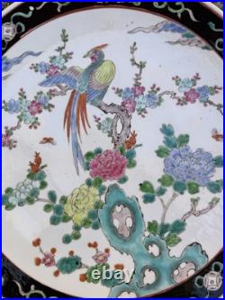 Large Antique Chinese Porcelain Asian Centerpiece Bowl Large Plate Bird Paradise