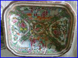 Large Antique Chinese Porcelain Tureen People Flowrrs Birds And Butterflies