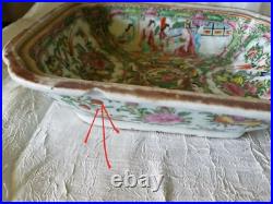 Large Antique Chinese Porcelain Tureen People Flowrrs Birds And Butterflies