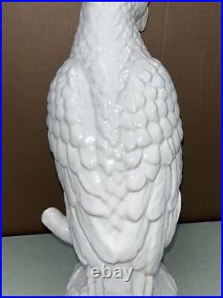 Large! Beautiful Italian White Cockatoo Porcelain Parrott Macaw Bird VINTAGE