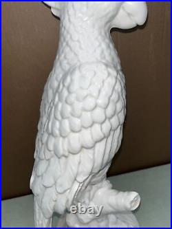 Large! Beautiful Italian White Cockatoo Porcelain Parrott Macaw Bird VINTAGE