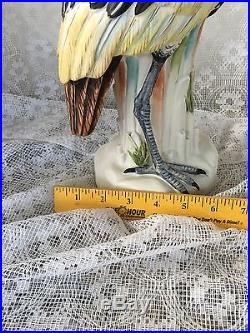 Large Hoope Bird Mottahedeh Porcelain Crested Crane Egret statue reeds 18'