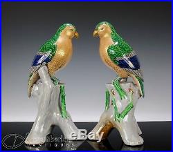 Large Pair Of Antique Japanese Kutani Porcelain Bird Statues Okimonos