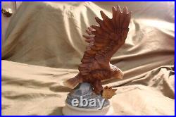 Large Porcelain Bald Eagle In Flight Statue Tan
