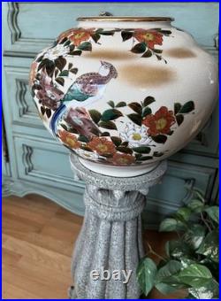 Large Vintage Chinoiserie Floral & Birds Planter 14 wide