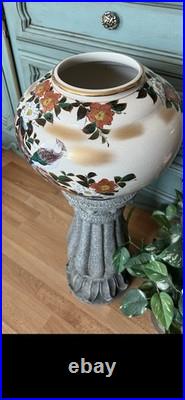 Large Vintage Chinoiserie Floral & Birds Planter 14 wide