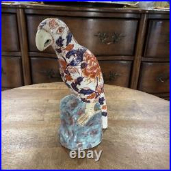 Large signed Chinese Porcelain hand painted Imari Parrot 7