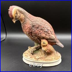 Lefton Andrea Bobwhite Quail Porcelain Bird Figurine with Chick