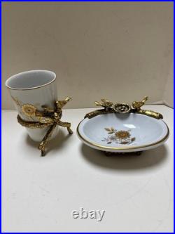 Lefton China White & Gold Bird Bath Hollywood Regency- Soap & Toothbrush Dish