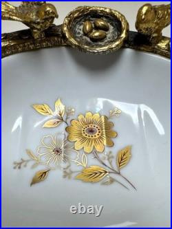 Lefton China White & Gold Bird Bath Hollywood Regency- Soap & Toothbrush Dish