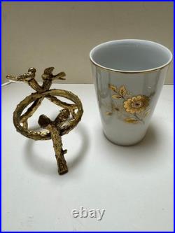 Lefton China White & Gold Bird Bath Hollywood Regency- Soap & Toothbrush Dish