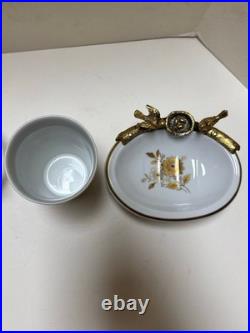 Lefton China White & Gold Bird Bath Hollywood Regency- Soap & Toothbrush Dish