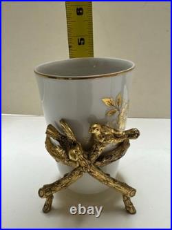 Lefton China White & Gold Bird Bath Hollywood Regency- Soap & Toothbrush Dish
