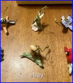 Lenox Garden Birds 10 Mini Ornaments Cardinal Blue Jay Robin Waxwing Hummingbird