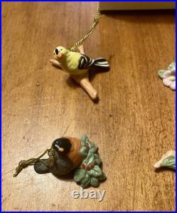 Lenox Garden Birds 10 Mini Ornaments Cardinal Blue Jay Robin Waxwing Hummingbird