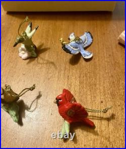 Lenox Garden Birds 10 Mini Ornaments Cardinal Blue Jay Robin Waxwing Hummingbird