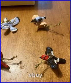 Lenox Garden Birds 10 Mini Ornaments Cardinal Blue Jay Robin Waxwing Hummingbird