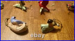 Lenox Garden Birds 10 Mini Ornaments Cardinal Blue Jay Robin Waxwing Hummingbird