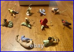 Lenox Garden Birds 10 Mini Ornaments Cardinal Blue Jay Robin Waxwing Hummingbird
