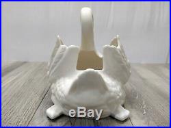 Lg Estate Vtg Boehm Porcelain White Swan Statue Planter Bowl Bird Figure