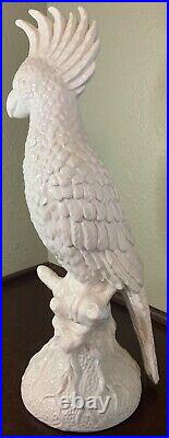 Life-Size Italy White Cockatoo Porcelain Parrot Bird Statue Figure Vintage 20