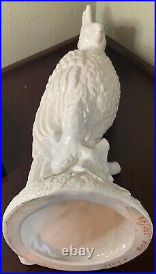Life-Size Italy White Cockatoo Porcelain Parrot Bird Statue Figure Vintage 20